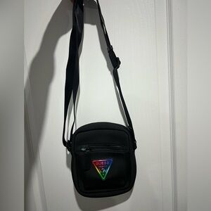 GUESS Black Crossbody Bag with Rainbow Logo Patch